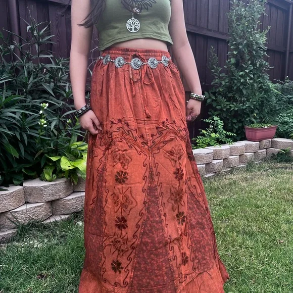 Rustic Patchwork Embroidered Boho Skirt - Picture 7 of 16